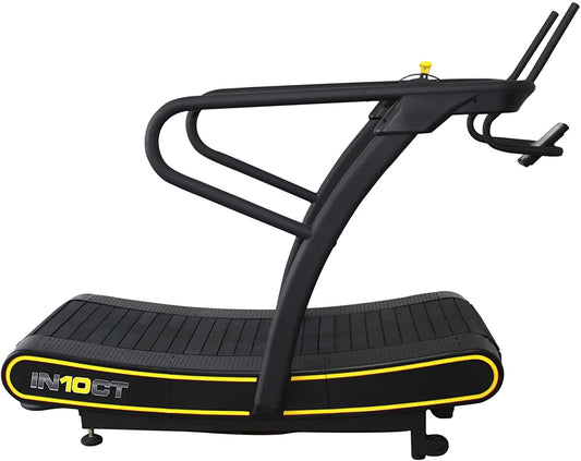Manual Curved Exercise Treadmill, Black and Yellow, 400 Lb