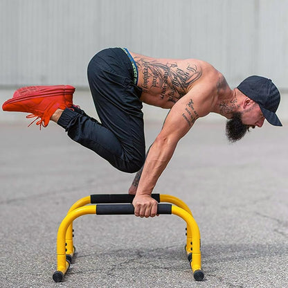 Lebert Parallette Bars – Heavy-Duty Bodyweight Training Equipment for Dips, Pushups, L-Sits & Core Workouts – Non-Slip Grips, 400 Lb Capacity – Includes 2 Bars + 2 Workout Guides