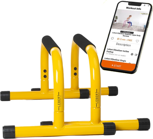 Lebert Parallette Bars – Heavy-Duty Bodyweight Training Equipment for Dips, Pushups, L-Sits & Core Workouts – Non-Slip Grips, 400 Lb Capacity – Includes 2 Bars + 2 Workout Guides