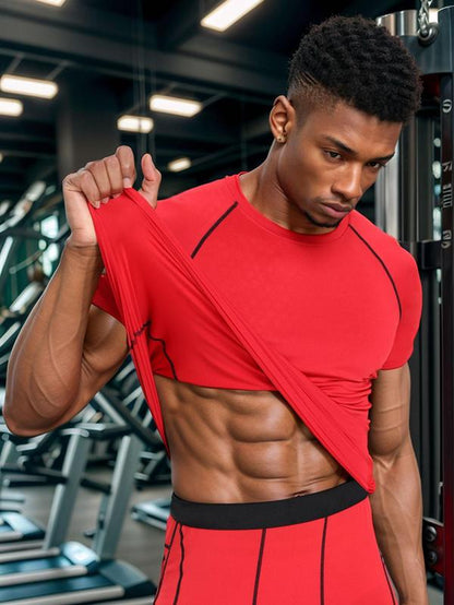 Compression Contrast Binding T-shirt