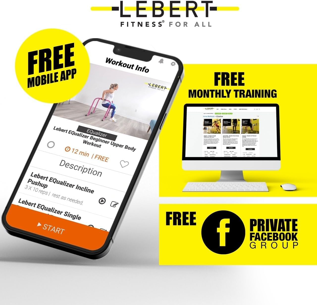 Lebert Parallette Bars – Heavy-Duty Bodyweight Training Equipment for Dips, Pushups, L-Sits & Core Workouts – Non-Slip Grips, 400 Lb Capacity – Includes 2 Bars + 2 Workout Guides